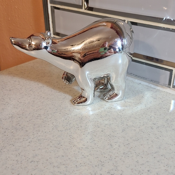 Vintage Other - MCM 6" CHROME BEAR FIGURE DECORATION -